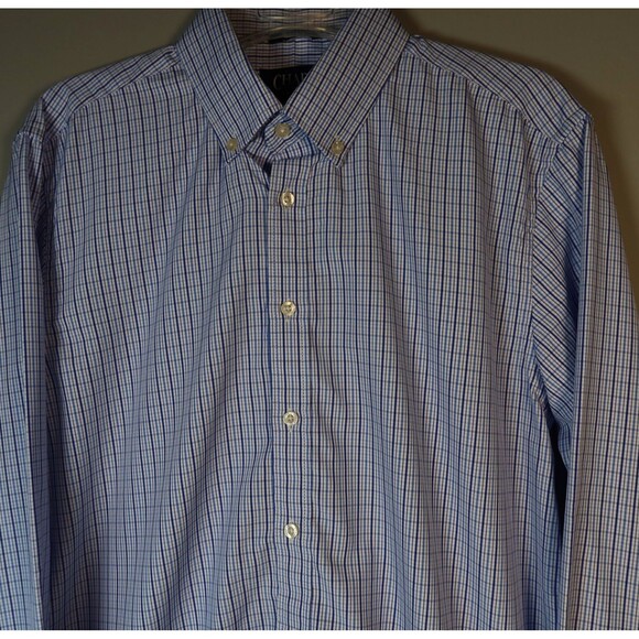 NWT Chaps Mens Easy Care Slim Fit Size Medium Button Down Shirt Blue Plaid NEW - Picture 5 of 13